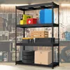 A black metal shelving unit filled with various items in a garage or workshop setting. Anteprima dell’immagine prodotto