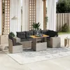 Möbel 7-tlg. Garten-Sofagarnitur mit Kissen Grau Poly Produktbild-Vorschau 1