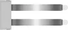 A close-up, top-down view of a gray mounting bracket with two silver bands extending from it, each ending in a white screw cap. Podgląd zdjęcia produktu