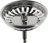 A stainless steel sink strainer basket with a central post and drainage holes. Produktbild-Vorschau