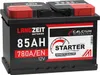 A black car battery with red and white branding. Produktbild-Vorschau