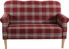 A front view of a red plaid loveseat on a white background. Produktbild-Vorschau