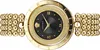 A close-up studio shot of a gold and black Versace women's watch. Produktbild-Vorschau