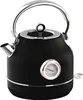 A black electric kettle with a thermometer on a white background. Voir les images du produit