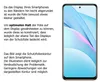 A smartphone displaying a screen protector contour illustration with accompanying German text explaining its design. Podgląd zdjęcia produktu