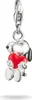 A silver charm of Snoopy holding a red heart, against a white background. Podgląd zdjęcia produktu