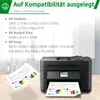 A printer with printed charts and compatibility information for HP printers. Produktbild-Vorschau