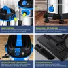 Collage of images showcasing features of a wet and dry vacuum cleaner. Produktbild-Vorschau
