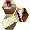 A collage of three images showing wood glue being applied to wood. Produktbild-Vorschau
