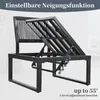 A black metal lounge chair with its backrest and seat tilted upwards, showing the adjustment mechanism. Produktbild-Vorschau