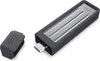 A dark grey external SSD with a silver top and a detached cap on a white background. Produktbild-Vorschau