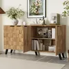 A wooden sideboard with its doors open, displaying items on shelves, in a room setting. Anteprima dell’immagine prodotto