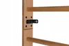 A close-up view of a wooden climbing frame with a black metal bracket attached. Produktbild-Vorschau