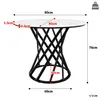 A diagram showing the dimensions of a round dining table with a marble-effect top and a black metal base. Produktbild-Vorschau