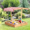 Bac à sable Outsunny avec toit, en bois, sans fond, avec Voir les images du produit 2