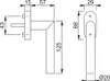 Technical drawing with dimensions of a window handle. Produktbild-Vorschau