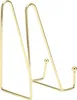 A gold metal display stand for plates or artwork. Podgląd zdjęcia produktu