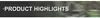 A dark banner with white text that says "PRODUCT HIGHLIGHTS" over a blurred background of greenery and branches. Produktbild-Vorschau