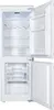 An open white refrigerator with its doors ajar, showing the interior shelves and drawers. Produktbild-Vorschau