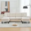 Wohnlandschaft Beige U Form Sofa Grosses 4 Sitzer Couch mit Produktbild-Vorschau 11