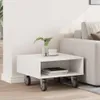 vidaXL Bočný stolík s kolieskami Biely 50 x 50 x 30 cm Náhľad obrázku produktu 2