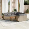 vidaXL 9-tlg. Garten-Sofagarnitur mit Kissen Beige Poly Produktbild-Vorschau 2