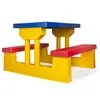 A colorful plastic children's picnic table with attached benches. Produktbild-Vorschau