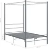 vidaXL Postel se stříškou Grey Metal 140x200 cm Náhled obrázku produktu 5