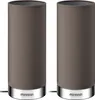 Two identical taupe cylindrical table lamps with silver bases are shown side-by-side against a white background. Produktbild-Vorschau