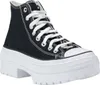 A studio shot of a black high-top sneaker with a thick white platform sole. Náhľad obrázku produktu
