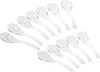 A collection of clear plastic spoons arranged in rows on a white background. Anteprima dell’immagine prodotto