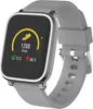 A close-up shot of a smartwatch with a gray band and a black screen displaying fitness data. Produktbild-Vorschau