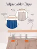 Close-up of hangers with pants and shorts hanging, demonstrating adjustable clips. Produktbild-Vorschau