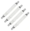 Four white elastic straps with silver clips, arranged diagonally on a white background. Produktbild-Vorschau