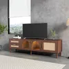 Tavolo TV Okwish 180 cm per TV 80 pollici con illuminazione Anteprima dell’immagine prodotto 4