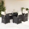The Living Store 7-tlg. Garten-Essgruppe mit Kissen Schwarz Produktbild-Vorschau 2