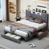 Cama tapizada INONEFT de 160x200 cm con puertos USB y Vista previa de la imagen del producto 11