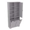 A 3D rendering of a tall gray cabinet with multiple shelves and two pull-down bins at the bottom. Náhľad obrázku produktu