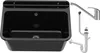 A black sink with a chrome faucet and plumbing parts on a white background. Produktbild-Vorschau