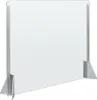 A clear, studio shot of a transparent sneeze guard with silver metal supports. Produktbild-Vorschau