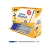 A box of BIC Cristal Original blue pens with a single pen shown below the box. Podgląd zdjęcia produktu