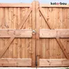 A wooden gate with a black bolt latch and a silver ring handle. Náhled obrázku produktu
