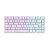 A white mechanical gaming keyboard with RGB lighting effects. Náhľad obrázku produktu