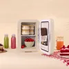 A mini-fridge is shown open, displaying food items and a chocolate bar. Other food and drink items are placed around it. Anteprima dell’immagine prodotto