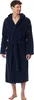 A man wearing a navy blue hooded robe. Produktbild-Vorschau