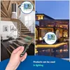 A split image showing a modern staircase with a remote control in the foreground and a modern house with a pool at night, both with inset diagrams of electronic components. Produktbild-Vorschau