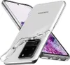 A clear TPU phone case is shown on a white background, with a Samsung phone visible underneath. Produktbild-Vorschau