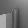 Close-up of a shower screen hinge attached to a wall. Produktbild-Vorschau