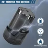 A close-up of a black battery pack with lightning effects and marketing text. Produktbild-Vorschau