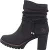 A black women's boot with a block heel and decorative lacing. Voir les images du produit